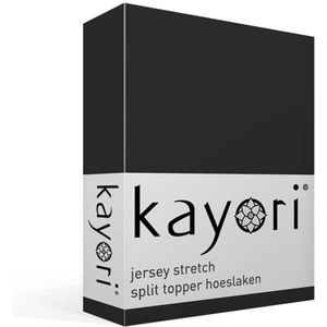 Kayori Shizu jersey stretch split-topper hoeslaken - Tweepersoons - Zwart