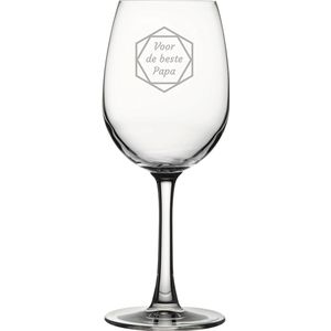 Gegraveerde witte wijnglas 36cl voor de beste Papa in hexagon