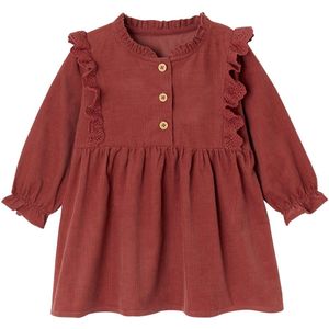 Vertbaudet Fluwelen jurk met ruches van Engels borduurwerk baby's
