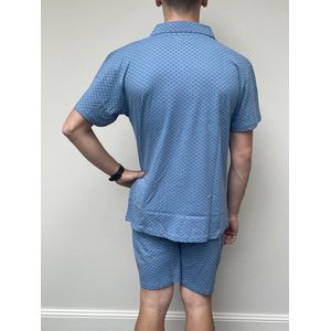 Cocodream Quality - Heren pyjama met kraag - Maat S - Mannen - blauw -