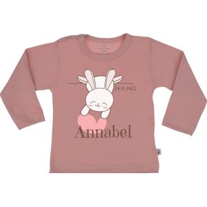 Baby T Shirt - Gepersonaliseerd - Cadeau - Naam Geboortedatum - Roze - 50