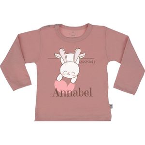 Baby T Shirt - Gepersonaliseerd - Cadeau - Naam Geboortedatum - Roze - 62