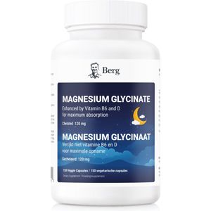 Berg - Magnesium Bisglycinaat - 400 mg - Met Vitamine D, Vitamine B6 & Zink - 150 Plantaardige Capsules