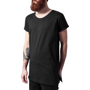 Urban Classics - Long Shaped Side Zip Heren T-shirt - S - Zwart