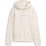 Tom Tailor - Relaxed Printed Hoodie - Gebroken Wit - Comfortabele Hoodie