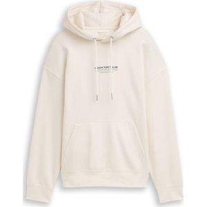 Tom Tailor - Relaxed Printed Hoodie - Gebroken Wit - Comfortabele Hoodie