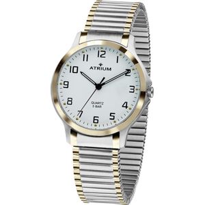 ATRIUM Horloge - Dames - Zilver & Goud - Analoog - 5 bar Waterdicht - Flexibele maat door Edelstalen Rekband - Edelstalen horlogekast - Duidelijk - Mineraalglas - Quartz Uurwerk - A13-64