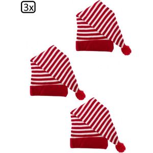 3x Slaapmuts rood/wit