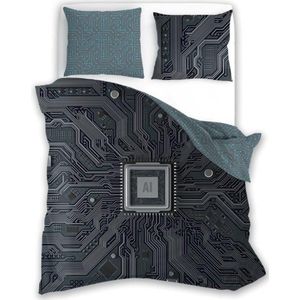AI Technologie Katoenen Dekbedovertrek Set 140x200 cm - Lichtgevend