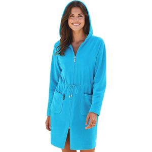Dames Katoenen Badjas met Capuchon en Rits - Lichtgewicht Korte Dressing Gown