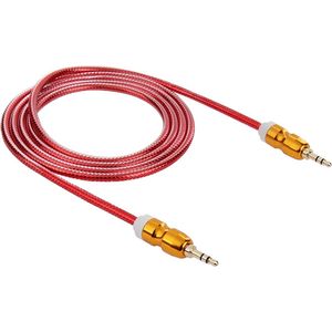 Vergulde 3,5 mm male naar male plug jack stereo audio aux-kabel voor iphone 6 & 6 plus & 5, ipad air 2 & air, samsung, ipod laptop, mp3, lengte: 1.4 m (rood)