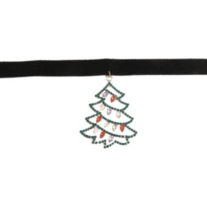 Plux Fashion Kerstboom Choker - Zwart - 15mm/18cm + 13cm verlengstuk - Sieraden - Kerst Choker - Choker - Stoffen Choker - HipHop Choker - Sieraden Cadeau - Duurzame Kwaliteit - Kerst - Black Friday