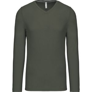 Kariban T-shirt V-hals lange mouwen K358 - Dark Khaki - M