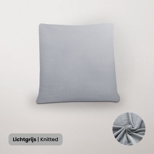 BankhoesDiscounter Knitted Kussenhoes – 45x45cm – Lichtgrijs – Kussensloop – Kussenovertrek – Kussenhoes 45x45