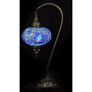 Turkse Lamp - Tafellamp - Boogmodel - Mozaïek Lamp - Marokkaanse Lamp - Oosters Lamp - ZENIQUE - Authentiek - Handgemaakt - Blauw