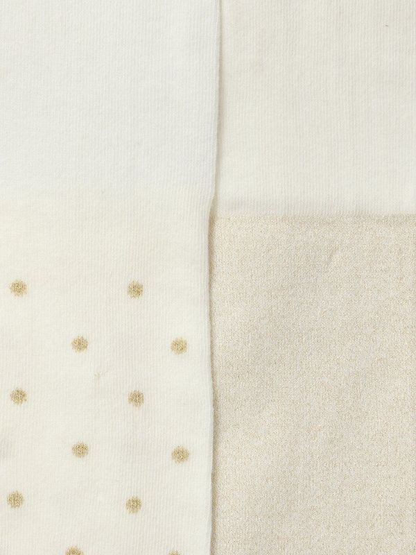 Set van 2 paar Panty's - Ecru - Meisjes - Iriserend en Stippenmotieven