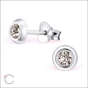 Aramat jewels ® - Zilveren oorbellen rond 5mm grijs swarovski elements kristal
