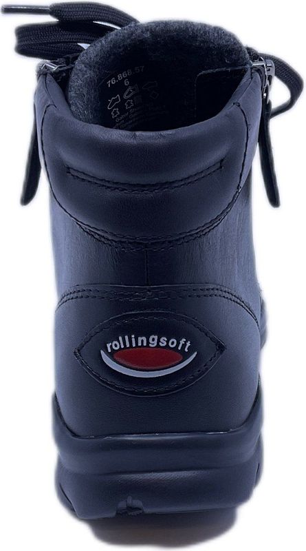 Gabor - Rollingsoft - Hoge Veterschoenen - Donkergrijs - Met Geprofileerde Rubberzool