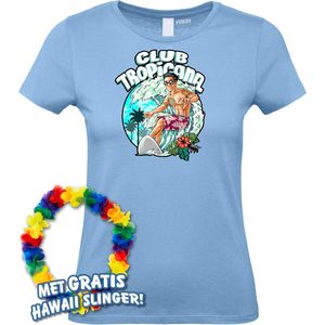 Dames t-shirt Surfing Time | Toppers in Concert 2024 | Club Tropicana | Hawaii Shirt | Ibiza Kleding | Lichtblauw Dames | maat L