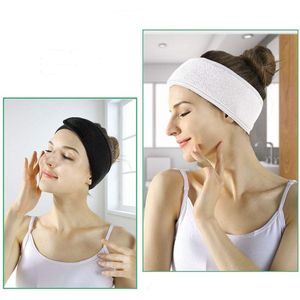 Premium verstelbaar hoofdband van badstof met klittenband (2 stuks wit en zwart) - haarband - Spa hoofdband - Wellness hoofdband - make-up hoofdband -