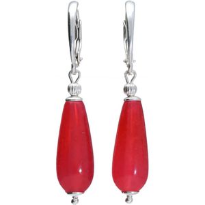 Bela Donaco Oorbellen Art Deco – fuchsia roze Agaat – Sterling Zilver