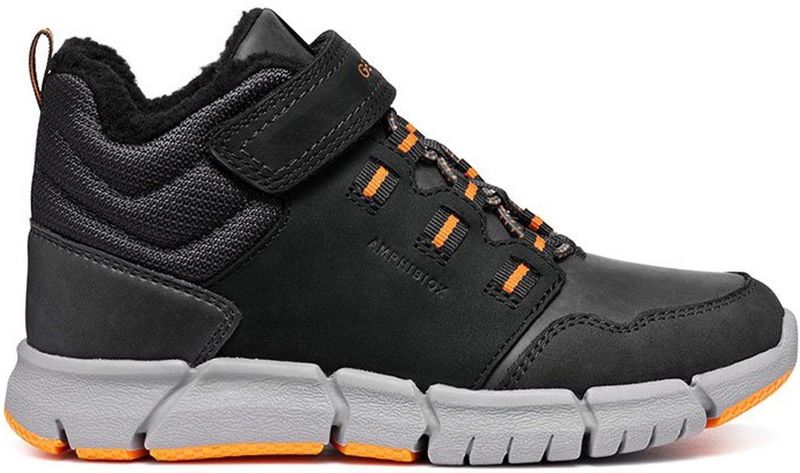 Geox - J Flexyper B Abx - Enkellaars - Zwart - Waterdicht - Gewaxt Leer-effect