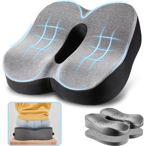 Ergonomisch Traagschuim Zitkussen - Verstelbaar en Orthopedisch - Grijs