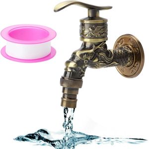 Green Glow - Vintage Waterkraan 1/2 Inch Antiek Drakendesign Wandmontage Buitenkraan Badkamer Keuken Tuin