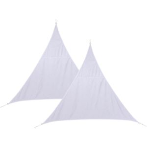 Set van 2x stuks schaduwdoek/zonnescherm Curacao driehoek wit waterafstotend polyester - 2 x 2 x 2 meter