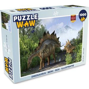 Puzzel Dinosaurus - Berg - Bos - Illustratie - Kinderen - Jongens - Kids - Jongetje - Legpuzzel - Puzzel 1000 stukjes volwassenen