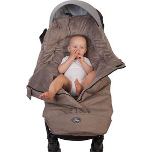 Bo Jungle - Voetenzak Buggy universeel - Waterbestendig - Windbestendig - Fleece voering - Winter - Met kap - Wasbaar - Anti-slip onderkant - Kinderwagen - Geschikt voor 5 puntsgordel - Thermo Foormuff Universal Beige