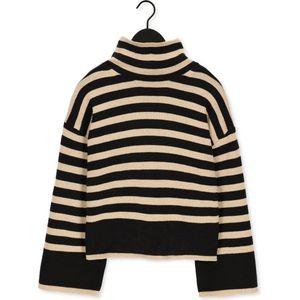My Essential Wardrobe Sila Striped Knit Rollneck Truien & vesten Dames - Sweater - Hoodie - Vest- Zwart - Maat XS