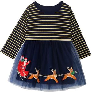 Kerstjurk voor Meisjes 2-7 Jaar | Prinsessenjurk met Lange Mouwen van Katoen