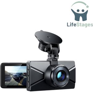 LifeStages - Dashcam Voor Auto Voor En Achter - Dashcam Voor en Achter 2.5K - Dashcam met 3.0” LCD-Scherm - Super Nachtzicht, Loop-Opname, G-Sensor, 170 Groothoek HDR, Parkeerwacht - 32G Micro SD-Kaart en Kaartlezer Inbegrepen