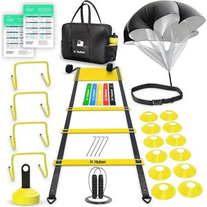 26-delige Trainingsset voor Sporters - Voetbal Training Materialen - Loopladder, Weerstand Parachute, Pionnen, Springtouw, Weerstandsbanden