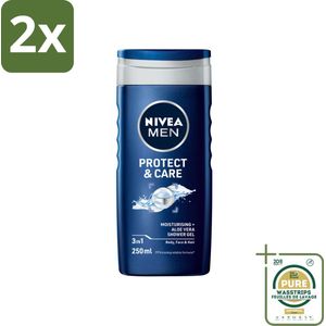 NIVEA Men Douchegel Protect & Care 250 ml - Voordeelverpakking - 2 stuks - Douchegel voor mannen - Aloë vera douchegel