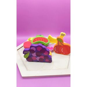 Houten Kinderpuzzel - Fruit - 10 stukjes - 18x16cm, Sinterklaas speelgoed Kerst Cadeau - Vanaf 3 jaar