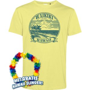 T-shirt Waikiki Beach | Toppers in Concert 2024 | Club Tropicana | Hawaii Shirt | Ibiza Kleding | Lichtgeel | maat XS
