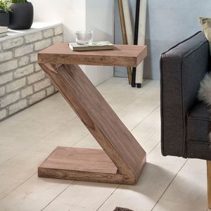 Rootz Bijzettafel - Massief Acaciahout - Z Cube Design - Bruine salontafel in landelijke stijl - 60 cm hoog