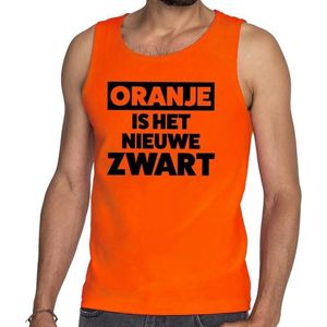 Oranje tekst tanktop / mouwloos shirt Oranje is het nieuwe zwart voor heren -  Koningsdag kleding XXL
