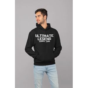 1990 Jaar Zwart Hoodie heren - Maat S - Ultimate Legend - Verjaardag Cadeau Mannen - Limited Edition