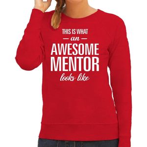 Awesome mentor / lerares cadeau sweater / trui rood met witte letters voor dames - beroepen sweater / Moederdag / verjaardag cadeau M