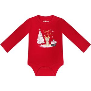 Kerst Romper Kerstboom Rendier Best Wishes - Maat 68 - 100% katoen - Rompertjes baby kleding babykleding jongens meisjes