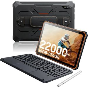 Blackview Active 8 Pro - Tablet - 16GB RAM - 256GB - Dual 4G SIM+WiFi - 10.36 inch - 22000mAh - Octa Core - Android 15 - 48MP+16MP - IP68 Waterdicht - Met toetsenbord - Oranje