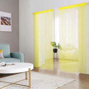 Parelgordijn voor deuren woonkamer als ruimteverdeler of decoratie textiel, geel, 90 x 200 cm