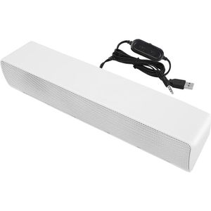 Draagbare soundbar stereo soundbar met USB-kabel muziekspeler bass surround soundbox - wit - voor pc mobiele telefoons desktop laptop tv tablet MP3 MP4 .