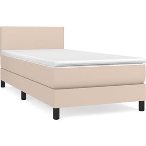 vidaXL - Boxspring - met - matras - kunstleer - cappuccinokleurig - 80x200 - cm