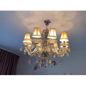 Kristallen Kroonluchter 8 armen | Voorkamer Lamp | Luxe Lamp | Licht roze | Umm Al-Qaiwan