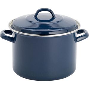 Lite-Body - Magnus Soeppan / Stamppotpan met deksel - Ø 26 cm/ 10l - Emaille - Deep Blauw