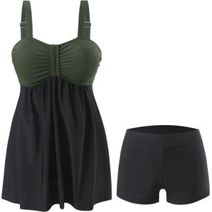 Dameszwempak met buikcontrole, V-hals, Monokini, Hoge Taille, Sportbadpak, Geruffeld